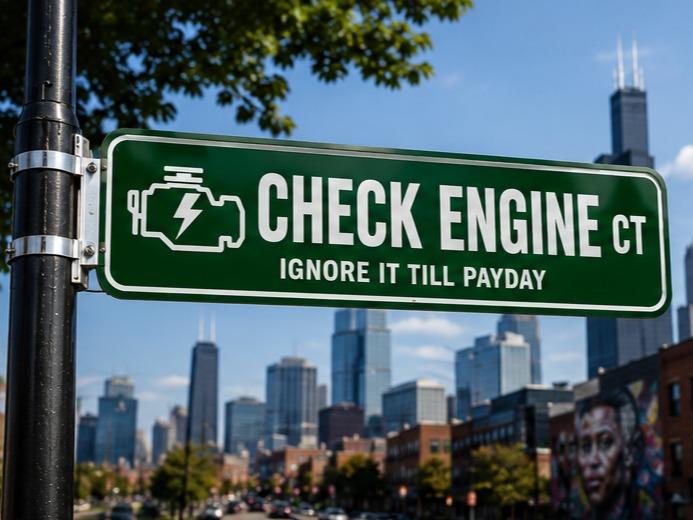 CHECK ENGINE CT Funny Street Sign