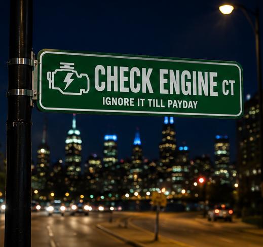 CHECK ENGINE CT Funny Street Sign