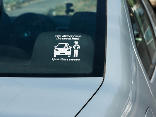 Sorry Officer I Didn't See You Funny Permanent Car Decal(1 or 2 Pack) decal lights car decal  Windshield Sticker, Car Accessories, Sticker For Cars