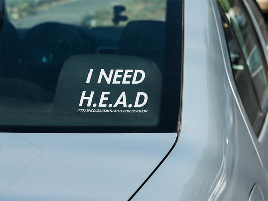 HEAD (Hugs, Encouragement, Affection, Devotion) Positive Vibes Car Decal - 1-2 Pack Peel-Off Stick-On Long-Lasting Sticker for All Car Exterior Lights, Automotive Exterior Accessory