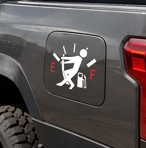 Funny "Running on Empty" Car Gas Tank Vinyl Decal - Fuel Door Sticker, Gas Cap Accessory, 2-Pack Option, All Models Compatible